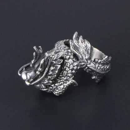 Chinoiserie Retro Punk Animal Dragon 304 Stainless Steel Polishing Men'S Rings