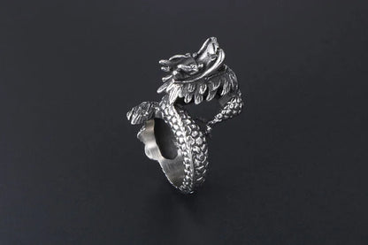 Chinoiserie Retro Punk Animal Dragon 304 Stainless Steel Polishing Men'S Rings