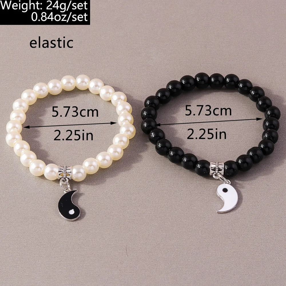 Chinoiserie Round Beaded Beaded Couple Bracelets