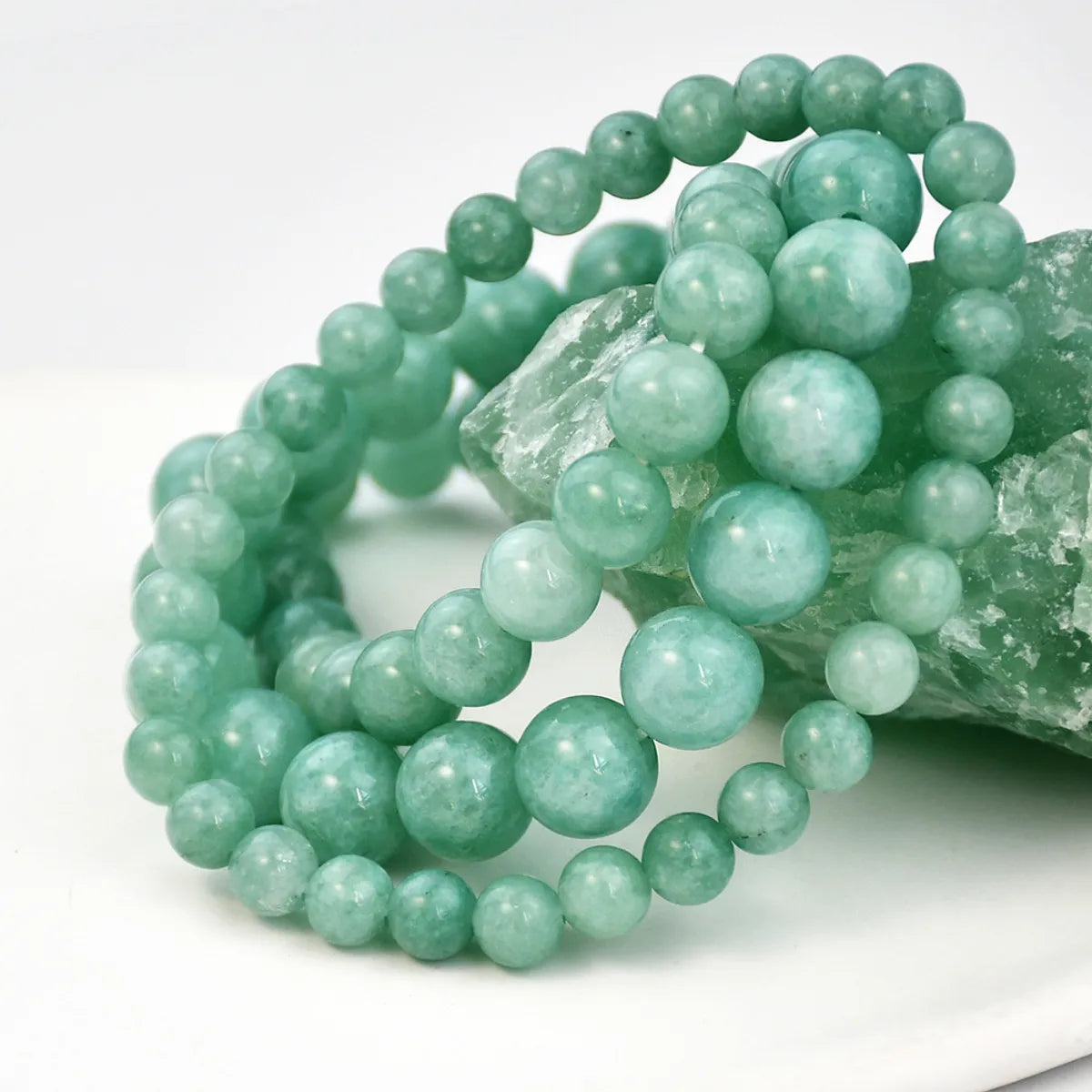 Chinoiserie Round Natural Stone Beaded Bracelets