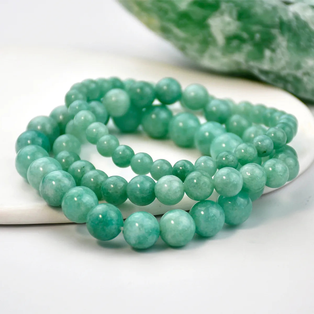 Chinoiserie Round Natural Stone Beaded Bracelets