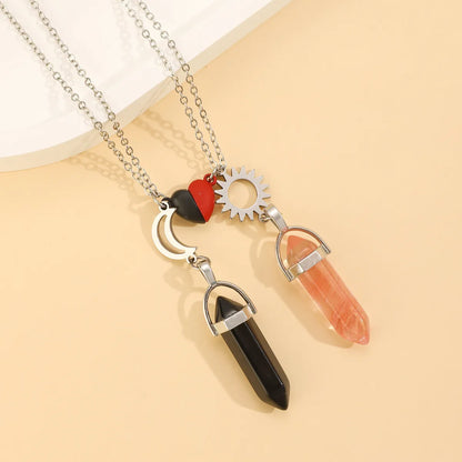 Chinoiserie Simple Style Bullet Heart Shape Rhombus Imitation Crystal Alloy Wholesale Pendant Necklace