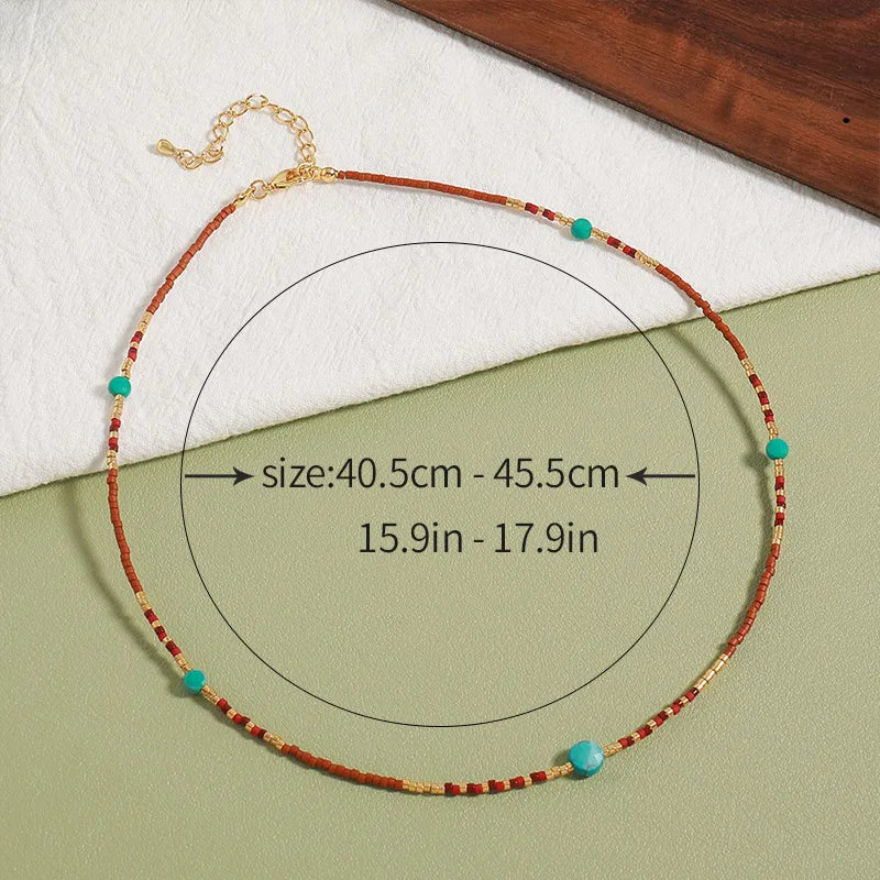 Chinoiserie Vintage Style Ethnic Style Irregular 18K Gold Plated Natural Stone Seed Bead Titanium Steel Wholesale Necklace