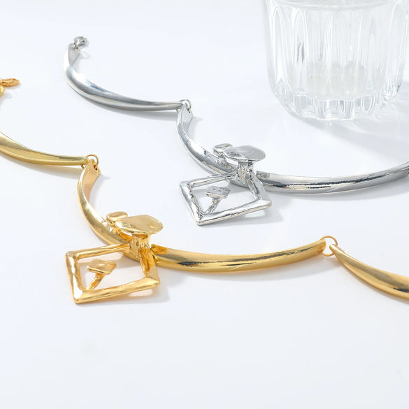 Choker Alloy Geometric Round Electroplating Women's Hiphop Punk Retro Exaggerated