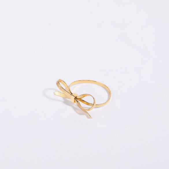 Choker Necklace Stainless Steel Titanium Steel Bow Snake Bone Style 18K Gold Plated Color Preservation Electroplating