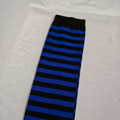 Christmas Adult Stockings Children'S Black Blue Striped Knee Socks Halloween Foot Socks Japanese Style Stockings