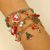 Christmas Alloy Charm Bracelet For Women With Snowflake Elk Bell Santa Claus And Tree Pendants Dripping Oil Finish Buckle Design