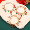 Christmas Alloy Charm Bracelet For Women With Snowflake Elk Bell Santa Claus And Tree Pendants Dripping Oil Finish Buckle Design