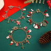 Christmas Alloy Charm Bracelet For Women With Snowflake Elk Bell Santa Claus And Tree Pendants Dripping Oil Finish Buckle Design