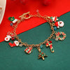 Christmas Alloy Charm Bracelet For Women With Snowflake Elk Bell Santa Claus And Tree Pendants Dripping Oil Finish Buckle Design