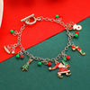 Christmas Alloy Charm Bracelet For Women With Snowflake Elk Bell Santa Claus And Tree Pendants Dripping Oil Finish Buckle Design