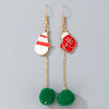 Christmas Alloy Drop Earrings With Candy Elk Bell And Red Green Fur Ball Accents Electroplated Geometric Simple Fashion Earrings