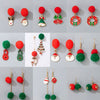 Christmas Alloy Drop Earrings With Candy Elk Bell And Red Green Fur Ball Accents Electroplated Geometric Simple Fashion Earrings