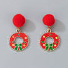 Christmas Alloy Drop Earrings With Candy Elk Bell And Red Green Fur Ball Accents Electroplated Geometric Simple Fashion Earrings