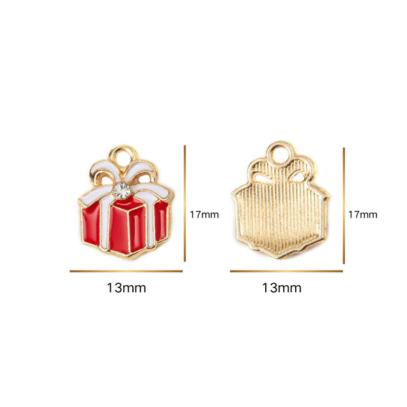 Christmas Alloy Enamel Deer Head Snowflake Gingerbread Man Bell Pendant Necklace With Electroplated Finish