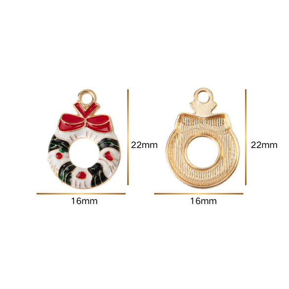 Christmas Alloy Enamel Deer Head Snowflake Gingerbread Man Bell Pendant Necklace With Electroplated Finish