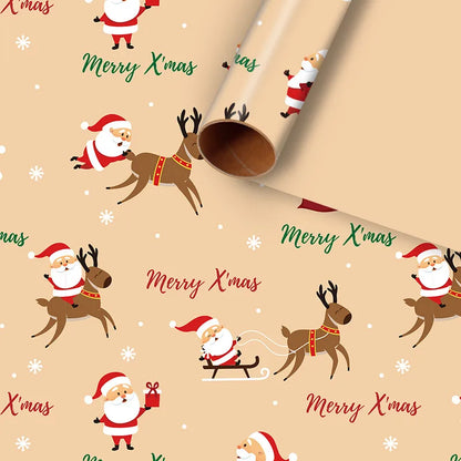 Christmas Animal Santa Claus Paper Party Gift Wrapping Supplies