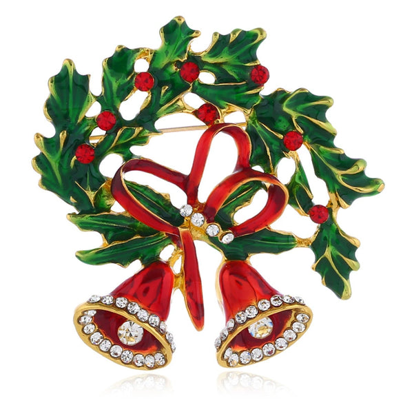Christmas Bell Brooch Alloy Rhinestone Diamond Style Accessories For Women And Unisex