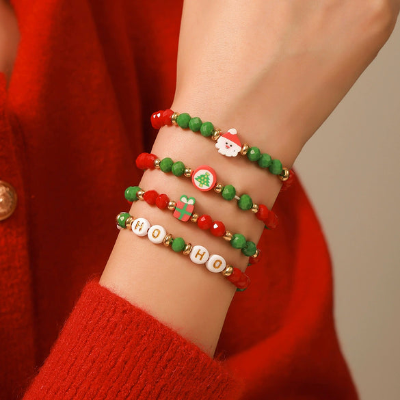 Christmas Bracelet Soft Ceramic And Clay Beads With Cartoon Characters Geometric Type Animal Zodiac Letters Numbers Text And Festive Elements