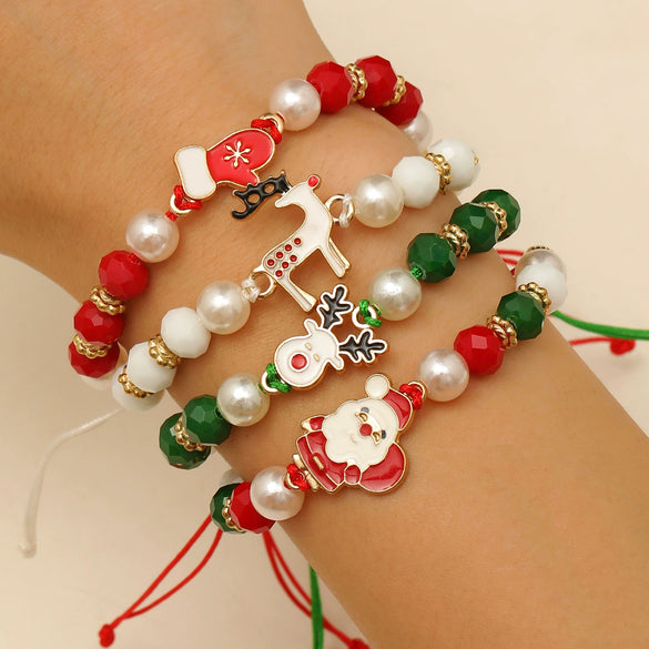Christmas Bracelet Soft Pottery Beaded Letter Snowflake Handmade