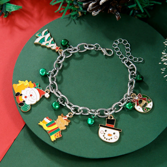 Christmas Bracelet With Geometric Pattern And Festive Elements