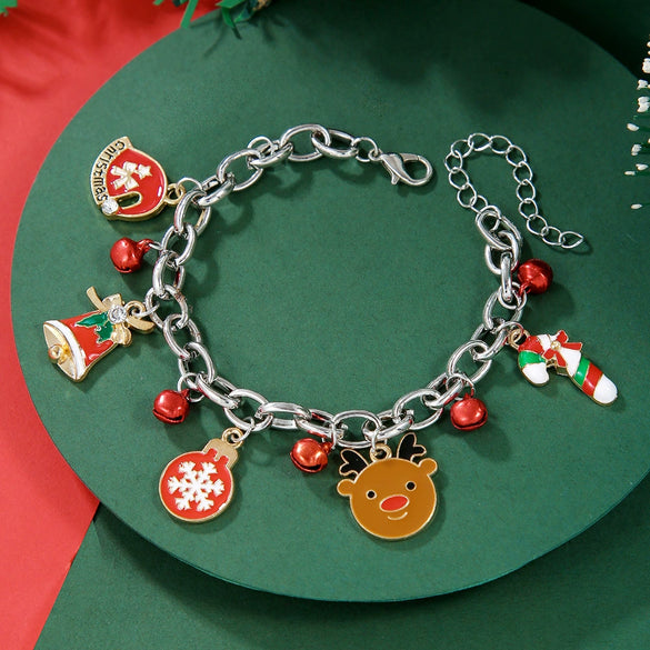 Christmas Bracelet With Geometric Pattern And Festive Elements