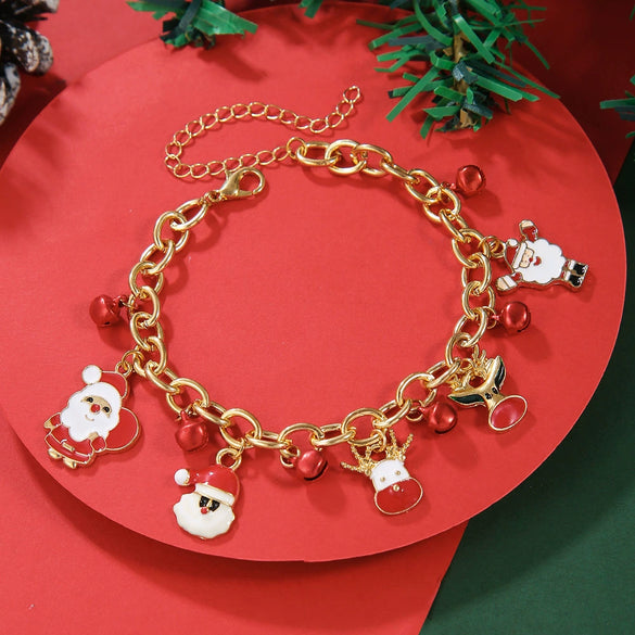 Christmas Bracelet With Geometric Pattern And Festive Elements