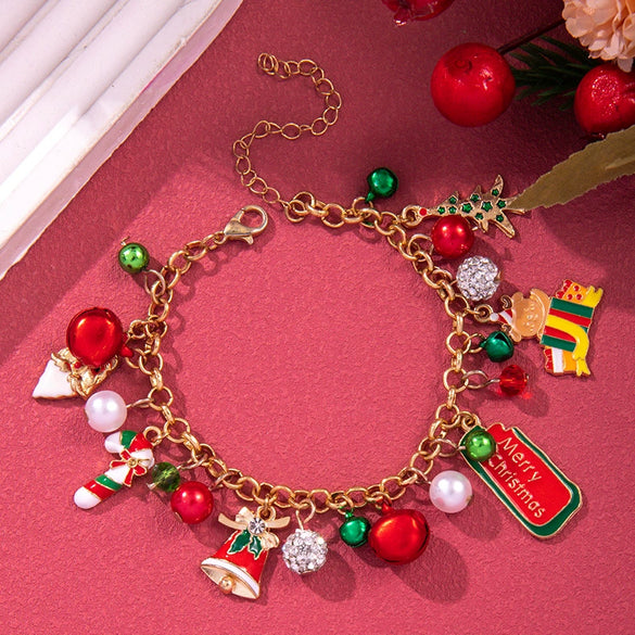 Christmas Bracelet With Geometric Pattern And Festive Elements