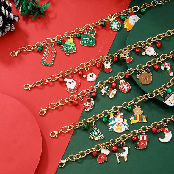 Christmas Bracelet With Geometric Pattern And Festive Elements