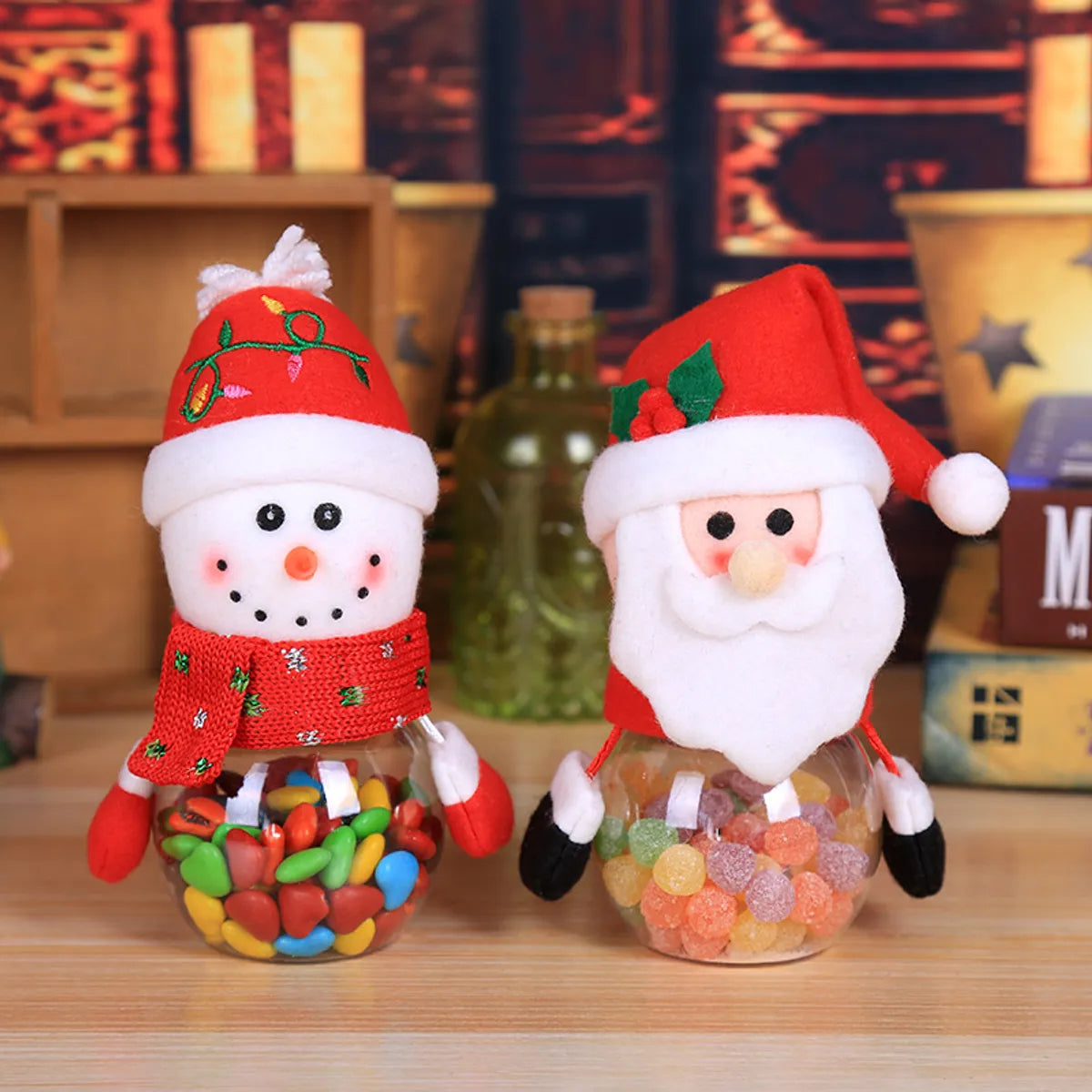 Christmas Candy Can Plastic Transparent Gift Box Elderly Snowman Elk Christmas Supplies Decoration Children'S Small Gifts