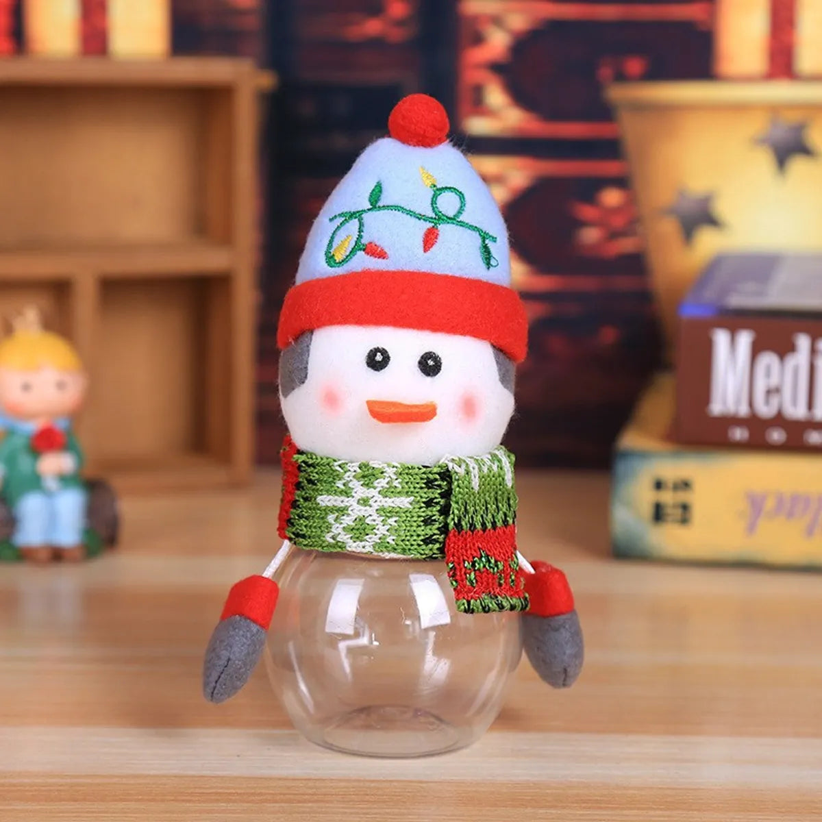 Christmas Candy Can Plastic Transparent Gift Box Elderly Snowman Elk Christmas Supplies Decoration Children'S Small Gifts