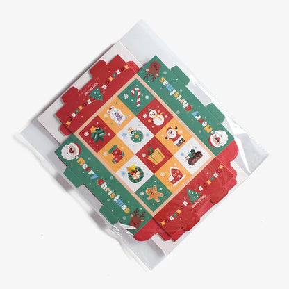 Christmas Cartoon Style Christmas Tree Santa Claus Snowman White Cardboard Party Gift Wrapping Supplies