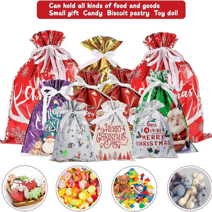 Christmas Cartoon Style Cute Santa Claus Plastic Family Gathering Party Festival Gift Bags