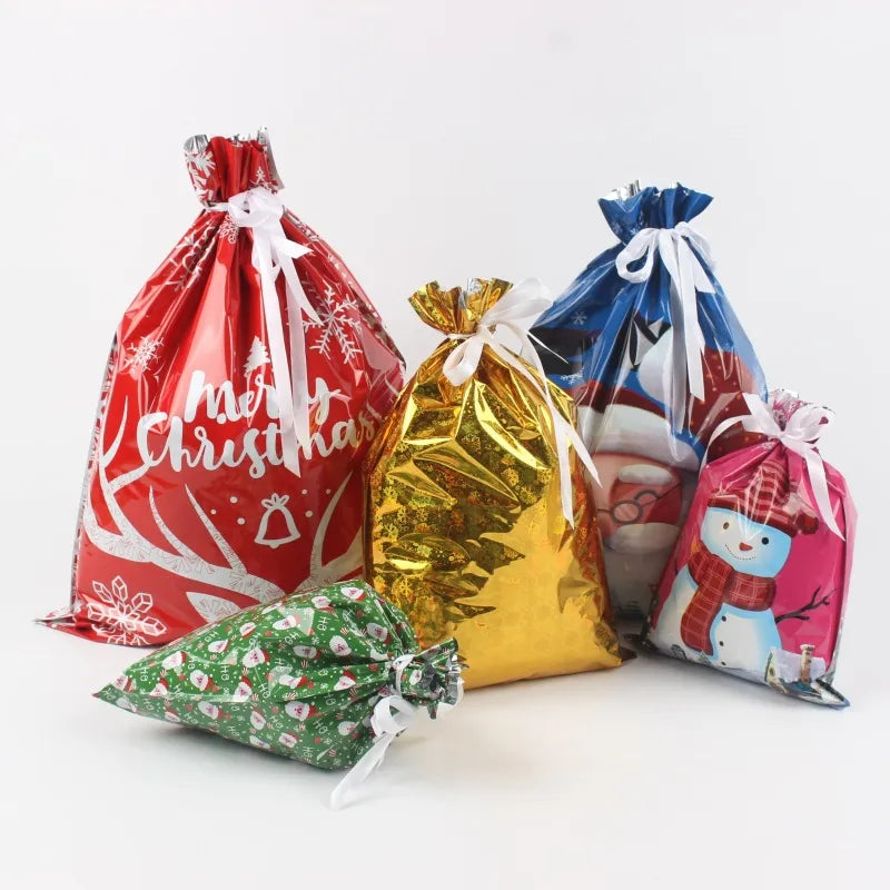 Christmas Cartoon Style Cute Santa Claus Plastic Family Gathering Party Festival Gift Bags