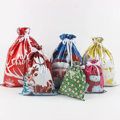 Christmas Cartoon Style Cute Santa Claus Plastic Family Gathering Party Festival Gift Bags