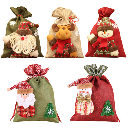 Christmas Cartoon Style Cute Santa Claus Snowman Elk Cloth Party Festival Gift Wrapping Supplies