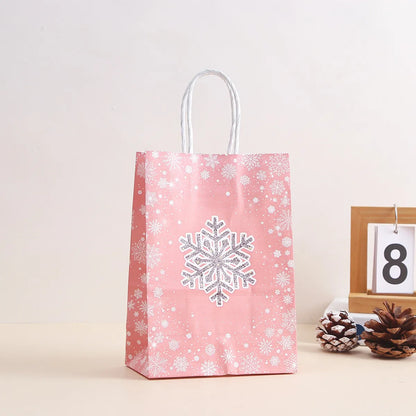 Christmas Cartoon Style Snowflake Kraft Paper Party Festival Gift Bags