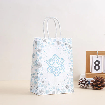 Christmas Cartoon Style Snowflake Kraft Paper Party Festival Gift Bags