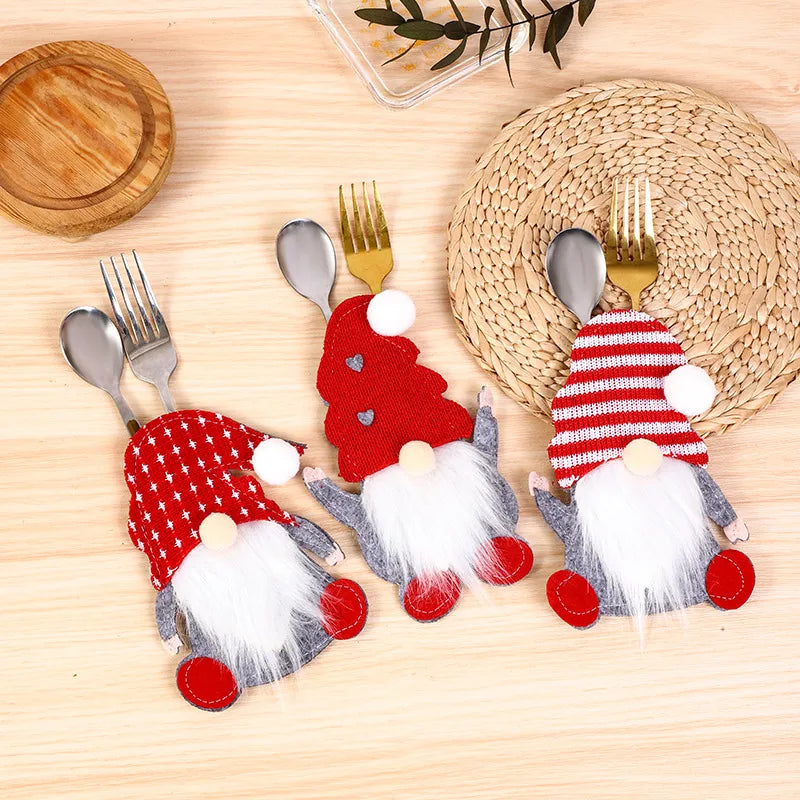 Christmas Casual Cute Doll Nonwoven Party Festival Cutlery Bag