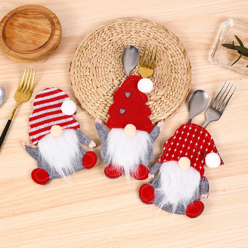 Christmas Casual Cute Doll Nonwoven Party Festival Cutlery Bag