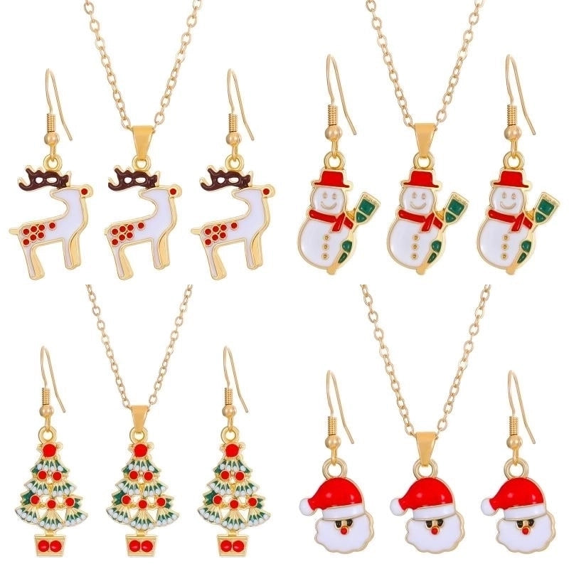 Christmas Classic Style Christmas Hat Christmas Tree Santa Claus Alloy Enamel Plating Inlay Artificial Rhinestones 18k Gold Plated Gold Plated Women's Earrings Necklace