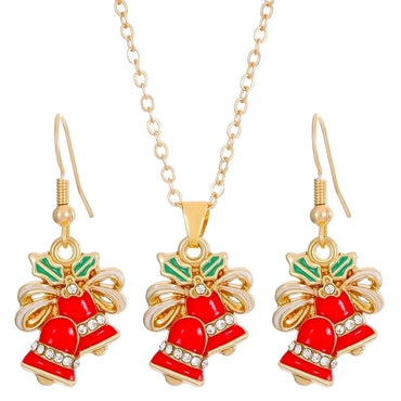 Christmas Classic Style Christmas Hat Christmas Tree Santa Claus Alloy Enamel Plating Inlay Artificial Rhinestones 18k Gold Plated Gold Plated Women's Earrings Necklace