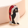 Christmas Clothing Alloy Penguin Brooch With Oil Dripping Design And Electroplating