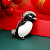 Christmas Clothing Alloy Penguin Brooch With Oil Dripping Design And Electroplating