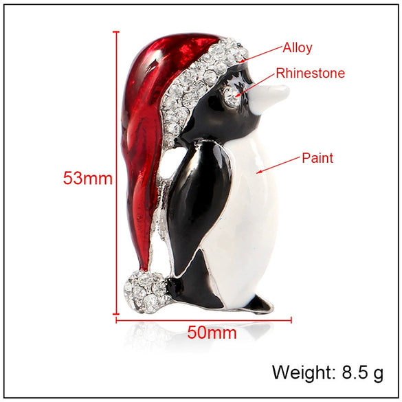 Christmas Clothing Alloy Penguin Brooch With Oil Dripping Design And Electroplating