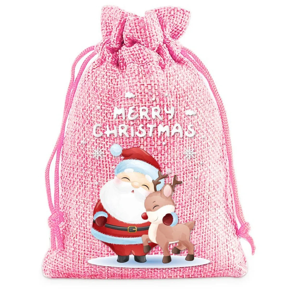 Christmas Cute Santa Claus Letter Snowman Linen Party Festival Gift Bags