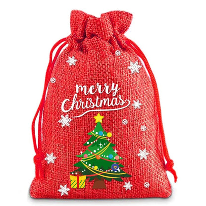 Christmas Cute Santa Claus Letter Snowman Linen Party Festival Gift Bags