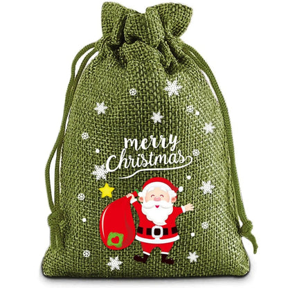 Christmas Cute Santa Claus Letter Snowman Linen Party Festival Gift Bags