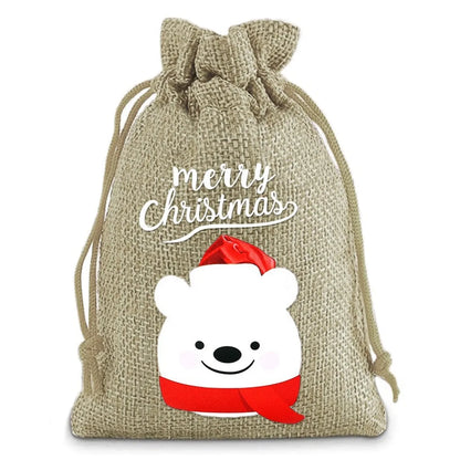 Christmas Cute Santa Claus Letter Snowman Linen Party Festival Gift Bags