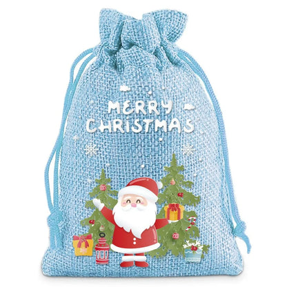 Christmas Cute Santa Claus Letter Snowman Linen Party Festival Gift Bags